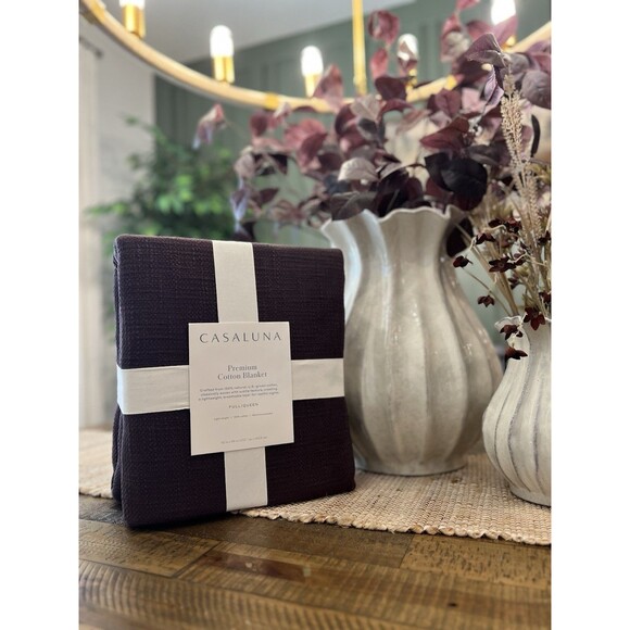 Full/Queen Cotton Slub Blanket Fig Brown - Casaluna NEW - Picture 4 of 6